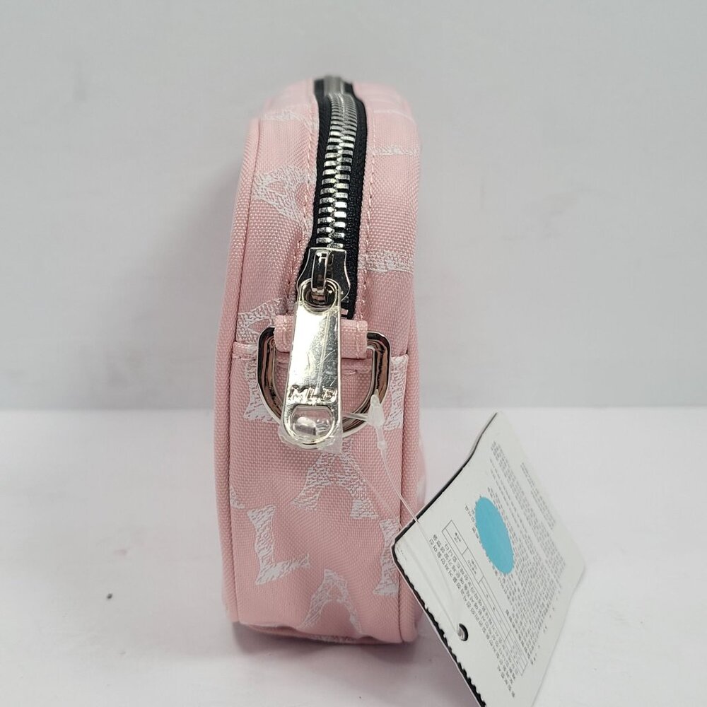 MLB LA Dodgers Pink Monogram Crossbody Bag With Zipper and Shoulder Strap - Picture 4 of 10